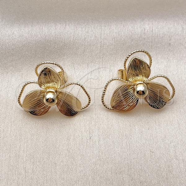 Gold Filled Ring — Stud Earring Flower Design Diamond Cutting 02. — alternate product view — SKU 162015 | Oro Laminado anillo — Stud Earring flor diseño Diamond Cutting 02. — SKU 162015
