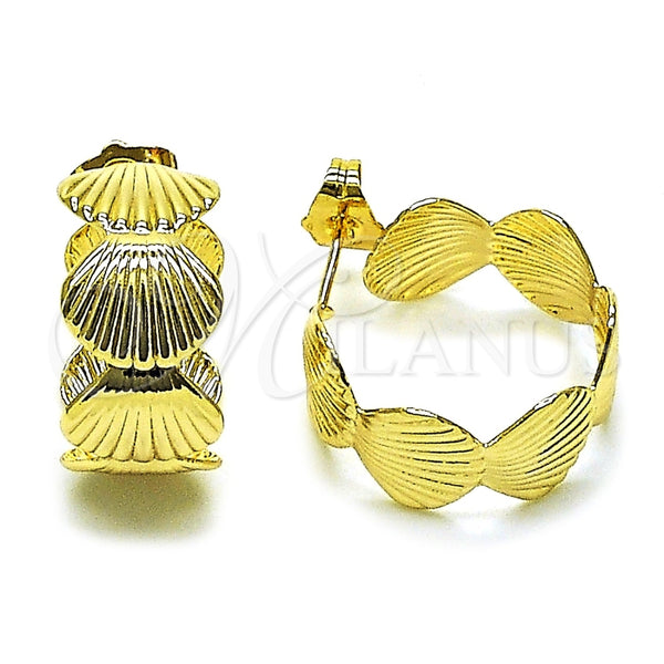 Oro Laminado Small Hoop, Gold Filled Style Shell Design, Polished, Golden Finish, 02.428.0057.20