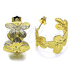 Oro Laminado Small Hoop, Gold Filled Style Flower Design, Diamond Cutting Finish, Golden Finish, 02.428.0058.25