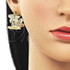 Oro Laminado Small Hoop, Gold Filled Style Flower Design, Diamond Cutting Finish, Golden Finish, 02.428.0058.25
