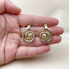 Oro Laminado Stud Earring, Gold Filled Style Snail and Twist Design, Polished, Golden Finish, 02.428.0059