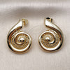 Oro Laminado Stud Earring, Gold Filled Style Snail and Twist Design, Polished, Golden Finish, 02.428.0059