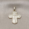 Oro Laminado Religious Pendant, Gold Filled Style Cross and Jesus Design, Polished, Golden Finish, 05.195.0044