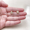Oro Laminado Stud Earring, Gold Filled Style Flower and Hollow Design, Polished, Golden Finish, 02.163.0391