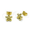 Oro Laminado Stud Earring, Gold Filled Style Flower and Hollow Design, Polished, Golden Finish, 02.163.0391