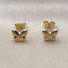 Oro Laminado Stud Earring, Gold Filled Style Butterfly and Hollow Design, Polished, Golden Finish, 02.163.0392