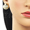Oro Laminado Stud Earring, Gold Filled Style Shell and Hollow Design, Polished, Golden Finish, 02.428.0062