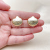 Oro Laminado Stud Earring, Gold Filled Style Shell and Hollow Design, Polished, Golden Finish, 02.428.0062