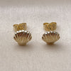 Oro Laminado Stud Earring, Gold Filled Style Shell and Hollow Design, Polished, Golden Finish, 02.163.0393