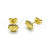 Oro Laminado Stud Earring, Gold Filled Style Shell and Hollow Design, Polished, Golden Finish, 02.163.0393