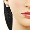 Oro Laminado Stud Earring, Gold Filled Style Shell and Hollow Design, Polished, Golden Finish, 02.163.0393