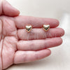 Oro Laminado Stud Earring, Gold Filled Style Heart and Hollow Design, Polished, Golden Finish, 02.163.0394