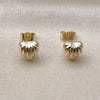 Oro Laminado Stud Earring, Gold Filled Style Heart and Hollow Design, Polished, Golden Finish, 02.163.0394