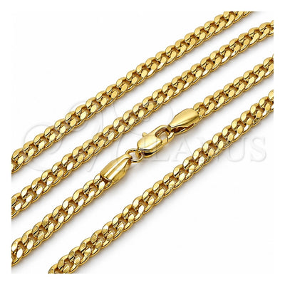 Oro Laminado Basic Necklace, Gold Filled Style Concave Cuban Design, Polished, Golden Finish, 04.213.0356.22 (120 Gauge, Thickness, 22 Inches Length)