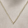 Oro Laminado Basic Necklace, Gold Filled Style Curb and Pave Cuban Design, Diamond Cutting Finish, Golden Finish, 04.213.0357.22 (Thickness, 22 Inches Length)