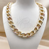 Oro Laminado Basic Necklace, Gold Filled Style Miami Cuban Design, Diamond Cutting Finish, Tricolor, 03.331.0236.1.20