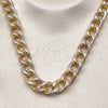 Oro Laminado Basic Necklace, Gold Filled Style Miami Cuban Design, Diamond Cutting Finish, Tricolor, 03.331.0236.1.20