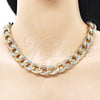 Oro Laminado Basic Necklace, Gold Filled Style Miami Cuban Design, Diamond Cutting Finish, Tricolor, 03.331.0236.1.20 (14 MM Thickness, 20 Inches Length)
