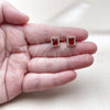 Oro Laminado Stud Earring, Gold Filled Style Cluster Design, with Garnet and White Cubic Zirconia, Polished, Golden Finish, 02.344.0173