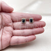Oro Laminado Stud Earring, Gold Filled Style Cluster Design, with Sapphire Blue and White Cubic Zirconia, Polished, Golden Finish, 02.344.0173.1