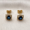 Oro Laminado Stud Earring, Gold Filled Style Cluster Design, with Sapphire Blue and White Cubic Zirconia, Polished, Golden Finish, 02.344.0173.1