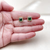 Oro Laminado Stud Earring, Gold Filled Style Cluster Design, with Green and White Cubic Zirconia, Polished, Golden Finish, 02.344.0175.1