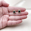 Oro Laminado Stud Earring, Gold Filled Style Cluster Design, with Black and White Cubic Zirconia, Polished, Golden Finish, 02.344.0175.2