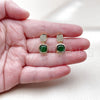Oro Laminado Stud Earring, Gold Filled Style with Green and White Cubic Zirconia, Polished, Golden Finish, 02.344.0176
