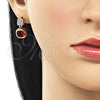 Oro Laminado Stud Earring, Gold Filled Style with Garnet and White Cubic Zirconia, Polished, Golden Finish, 02.344.0176.1