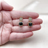 Oro Laminado Stud Earring, Gold Filled Style with Black and White Cubic Zirconia, Polished, Golden Finish, 02.344.0176.2