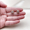 Oro Laminado Stud Earring, Gold Filled Style Cluster Design, with Pink Cubic Zirconia, Polished, Golden Finish, 02.344.0179