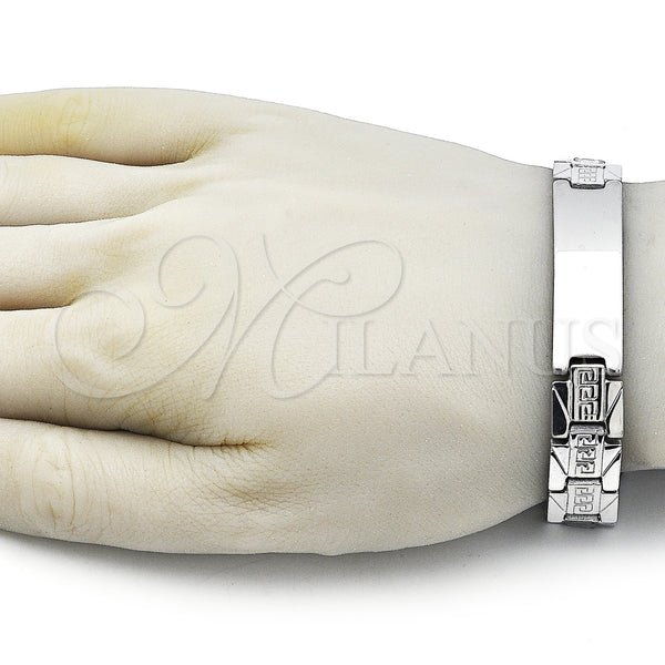 Stainless Steel Bracelet — Solid Bracelet Greek Key Design Polished 03. 13 — alternate product view — SKU 162055 | Acero Inoxidable brazalete — sólido Bracelet Greek Key diseño pulido 03. 13 — SKU 162055