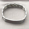 Stainless Steel Solid Bracelet, Greek Key Design, Polished, Steel Finish, 03.114.0338.2.08 (13 MM Thickness, 8 Inches Length)