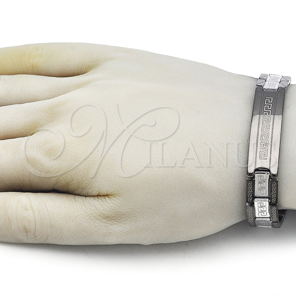 Stainless Steel Bracelet — Solid Bracelet Greek Key Design Polished Two Tone — alternate product view — SKU 162056 | Acero Inoxidable brazalete — sólido Bracelet Greek Key diseño pulido Two Tone — SKU 162056