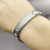 Stainless Steel Solid Bracelet, Greek Key Design, Polished, Two Tone, 03.114.0338.3.08 (13 MM Thickness, 8 Inches Length)