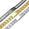 Stainless Steel Solid Bracelet, Greek Key Design, Polished, Two Tone, 03.114.0338.3.08 (13 MM Thickness, 8 Inches Length)