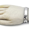 Stainless Steel Solid Bracelet, Polished, Steel Finish, 03.114.0306.3.09 (12 MM Thickness, 9 Inches Length)