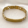 Stainless Steel Solid Bracelet, Polished, Golden Finish, 03.114.0306.4.09 (12 MM Thickness, 9 Inches Length)