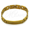 Stainless Steel Solid Bracelet, Polished, Golden Finish, 03.114.0306.4.09 (12 MM Thickness, 9 Inches Length)