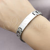 Stainless Steel Solid Bracelet, Polished, Steel Finish, 03.114.0352.1.09 (12 MM Thickness, 9 Inches Length)
