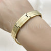 Stainless Steel Solid Bracelet, Polished, Golden Finish, 03.114.0371.2.09 (14 MM Thickness, 9 Inches Length)