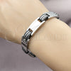 Stainless Steel Solid Bracelet, Polished, Steel Finish, 03.114.0415.09 (12 MM Thickness, 9 Inches Length)