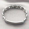 Stainless Steel Solid Bracelet, Polished, Steel Finish, 03.114.0373.2.08 (12 MM Thickness, 8 Inches Length)