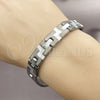 Stainless Steel Solid Bracelet, Greek Key Design, Polished, Two Tone, 5.247.010.4.09