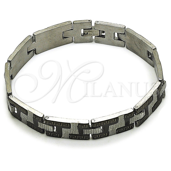 Stainless Steel Solid Bracelet, Greek Key Design, Polished, Two Tone, 5.247.010.4.09