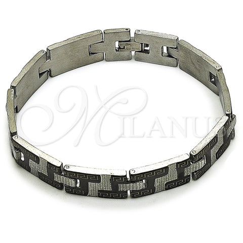 Stainless Steel Solid Bracelet, Greek Key Design, Polished, Two Tone, 5.247.010.4.09