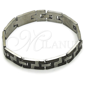 Stainless Steel Bracelet — Solid Bracelet Greek Key Design Polished Two Tone — main product view — SKU 162066 | Acero Inoxidable brazalete — sólido Bracelet Greek Key diseño pulido Two Tone — SKU 162066