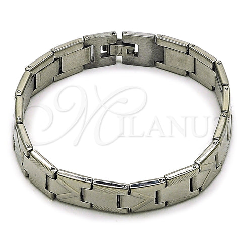 Stainless Steel Solid Bracelet, Arrow Design, Polished, Steel Finish, 03.114.0416.08