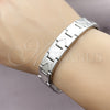 Stainless Steel Solid Bracelet, Arrow Design, Polished, Steel Finish, 03.114.0416.08 (13 MM Thickness, 8 Inches Length)