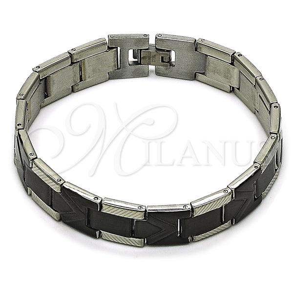 Stainless Steel Solid Bracelet, Arrow Design, Polished, Two Tone, 03.114.0416.1.08